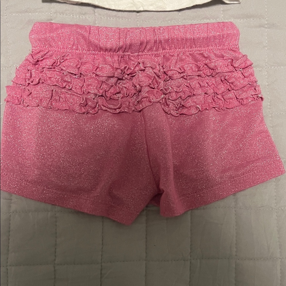 Oh baby Girls White Ruffle Heart Tank & Pink Ruffle Shorts Matching Set 6-12M - Picture 5 of 5
